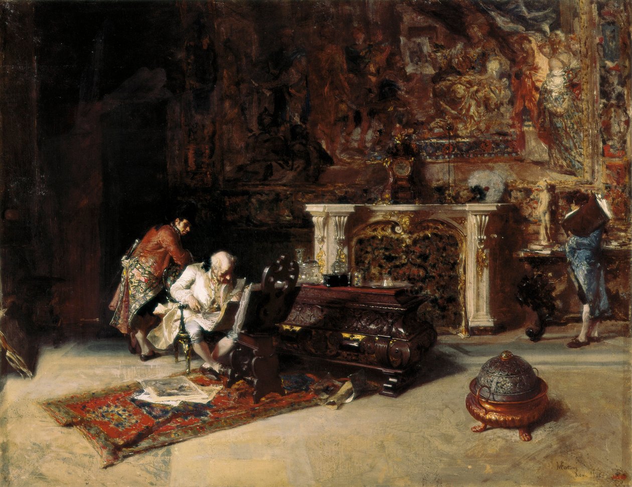 Mariano Fortuny (1838-1874) "A metszetgyűjtő" festménye, 1863 alkotó: Mariano Fortuny y Marsal