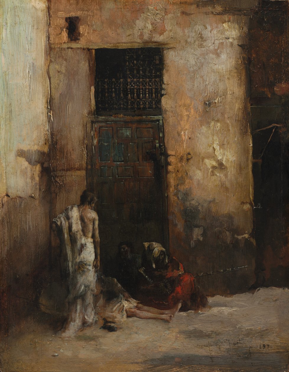 Koldusok egy ajtó mellett, 1870. alkotó: Mariano Fortuny y Carbó