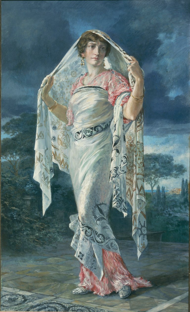 Henriette Fortuny portréja Pompei pompei jelmezében alkotó: Mariano Fortuny y Madrazo