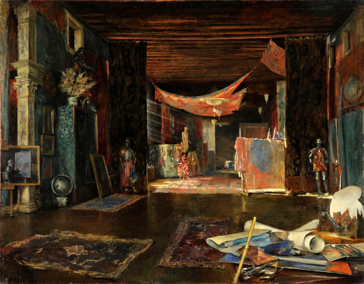 A festő műterme a Palazzo Pesaro Orfeiban. alkotó: Mariano Fortuny y Madrazo