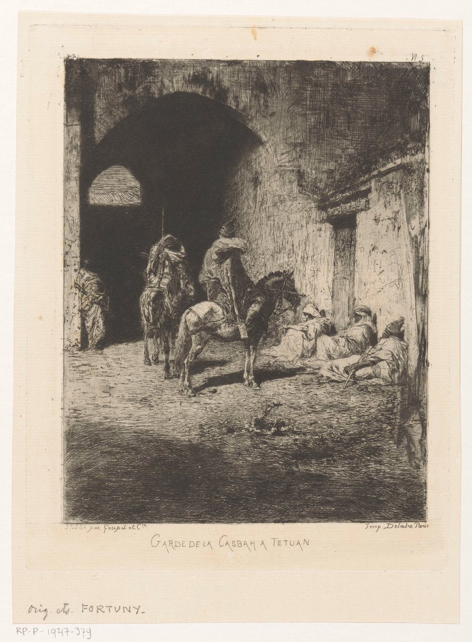 Bewakers van de kasba te Tetouan Casbaha Tetuan Guard (cím a tárgyon) alkotó: Mariano José María Bernardo Fortuny y Carbó
