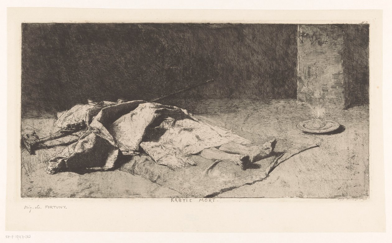 Egy kabil holtteste Kabyle mort (cím a tárgyon) alkotó: Mariano José María Bernardo Fortuny y Carbó