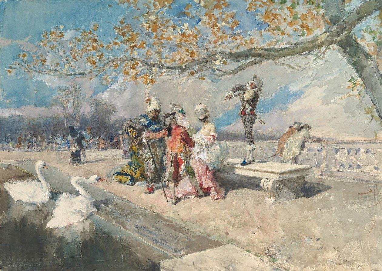Álarcos, 19. század közepe. alkotó: Mariano José María Bernardo Fortuny y Carbó