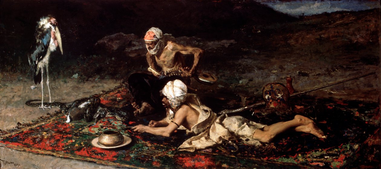 A kígyóbűvölők, 1870. alkotó: Mariano José María Bernardo Fortuny y Carbó
