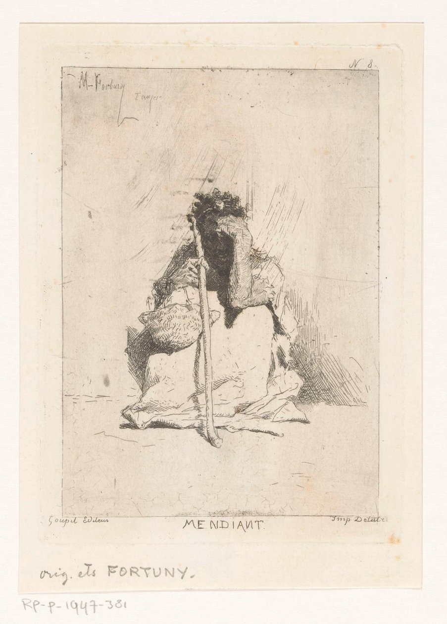 Ülő koldus bottal Mendiáns (cím a tárgyon) alkotó: Mariano José María Bernardo Fortuny y Carbó