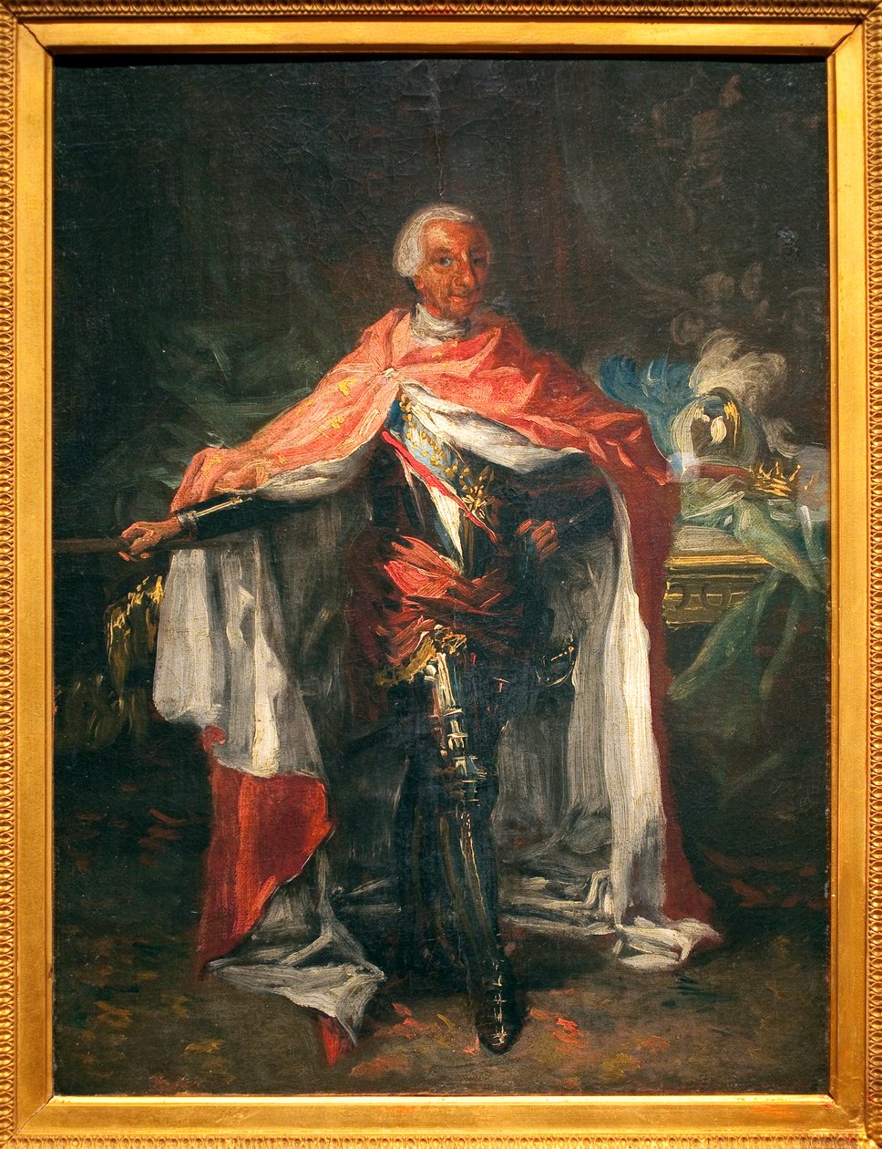 III. Károly spanyol (1716-1788) portréja - Mariano Salvador Maella (1739-1819) festménye, olaj, vászon, vázlat, spanyol művészet alkotó: Mariano Salvador de Maella