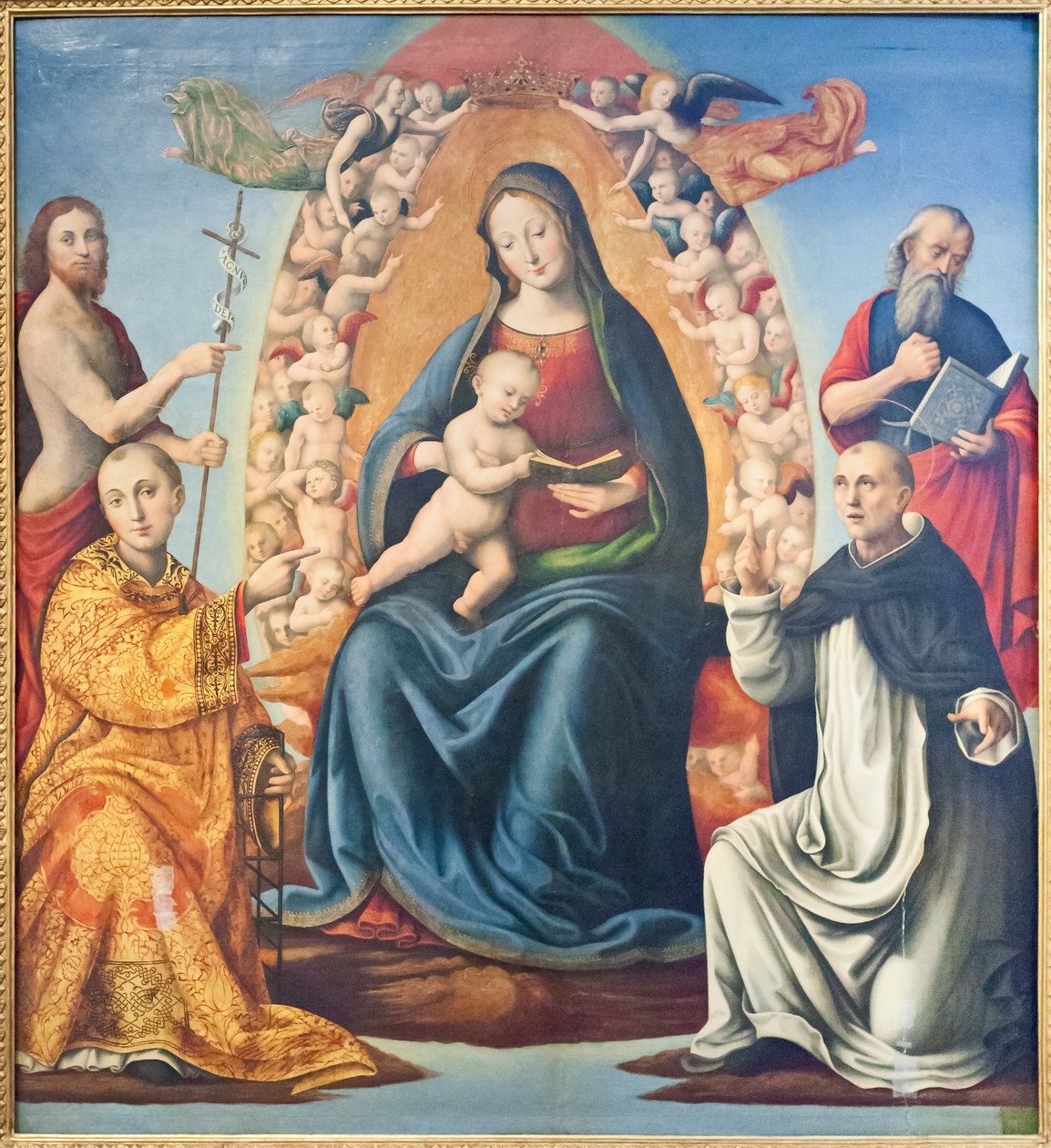 Madonna gyermekkel és szentekkel (olaj a panelen) alkotó: Mariano di (c.1470 c.1530) Ser Austerio