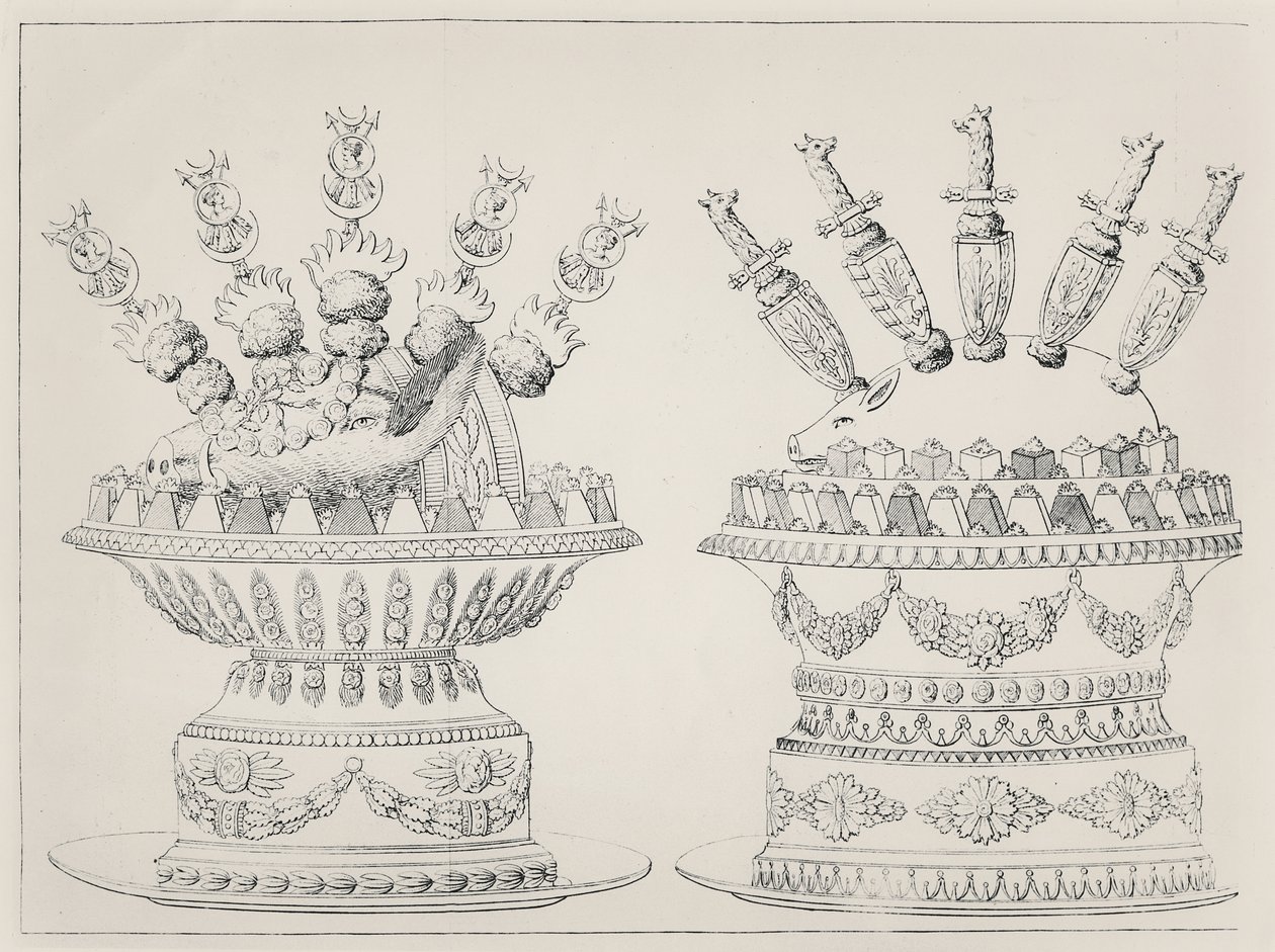 Vaddisznó és szopós malac összerakott darabok, Antonin Carême tervei alkotó: Marie Antoine Careme