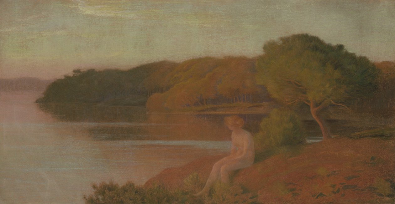 Fürdő a víz mellett, 1895 körül (pasztell, vászon) alkotó: Marie Auguste Emile Rene Menard