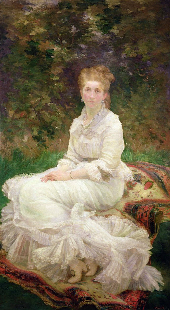 A fehér ruhás nő, 1880 körül alkotó: Marie Bracquemond