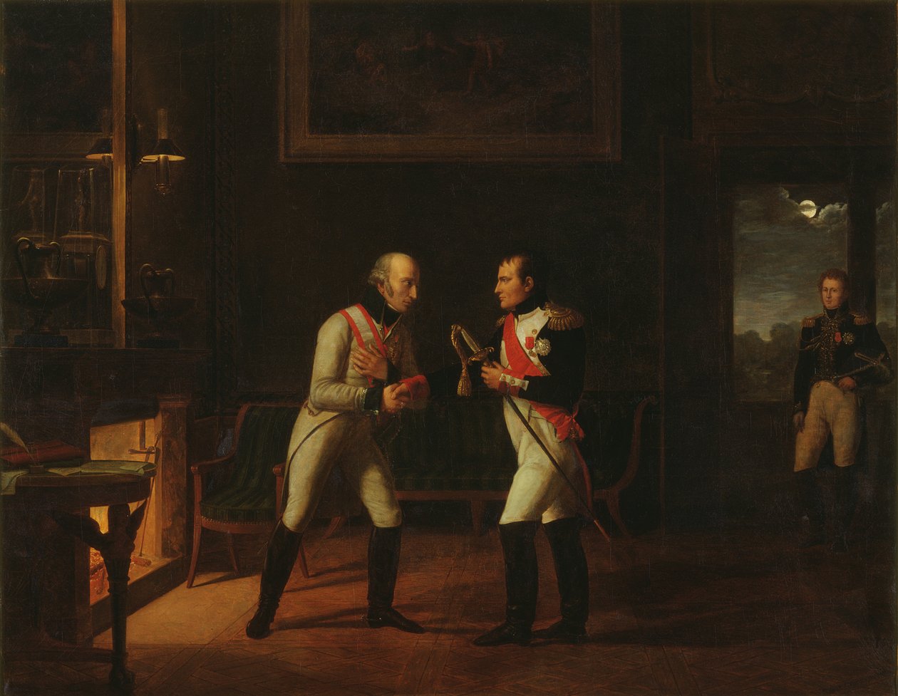 Bonaparte Napóleon (1769-1821) és Károly osztrák főherceg (1771-1847) találkozója Stammersdorfban, 1808. december 17. alkotó: Marie Nicolas Ponce Camus