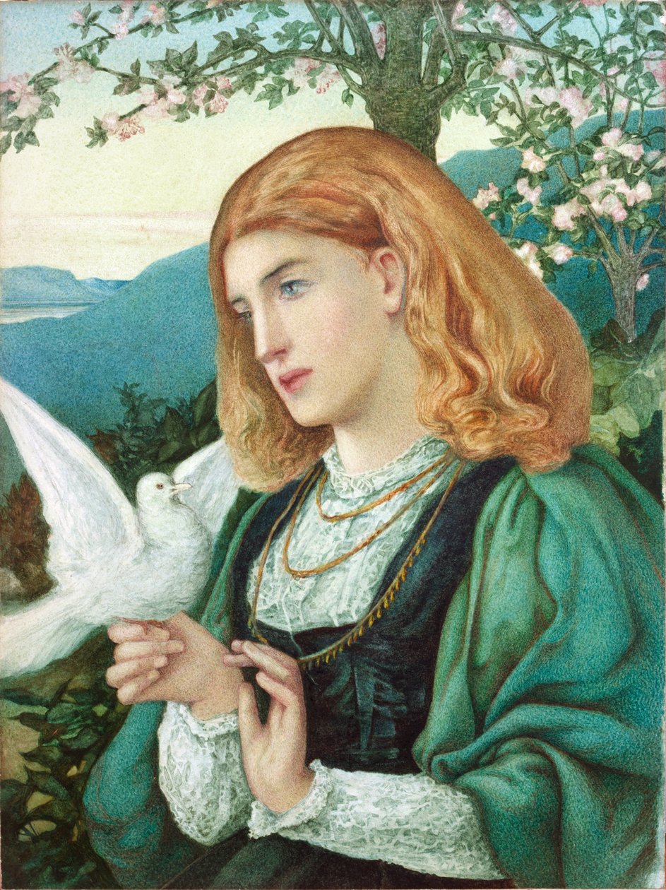 Lány figura (akvarell és ceruza papíron) alkotó: Marie Spartali Stillman