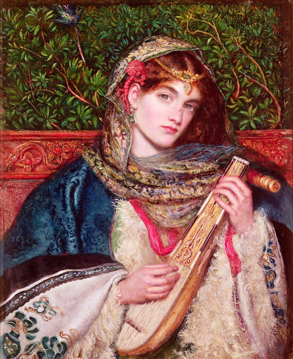 Lány játszik zenét alkotó: Marie Spartali Stillman
