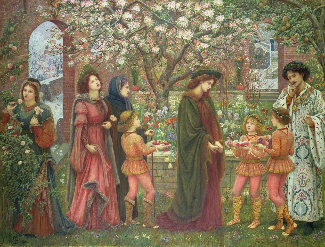 Messer Ansaldo elvarázsolt kertje, 1899 (wc falra szerelt papíron) alkotó: Marie Spartali Stillman