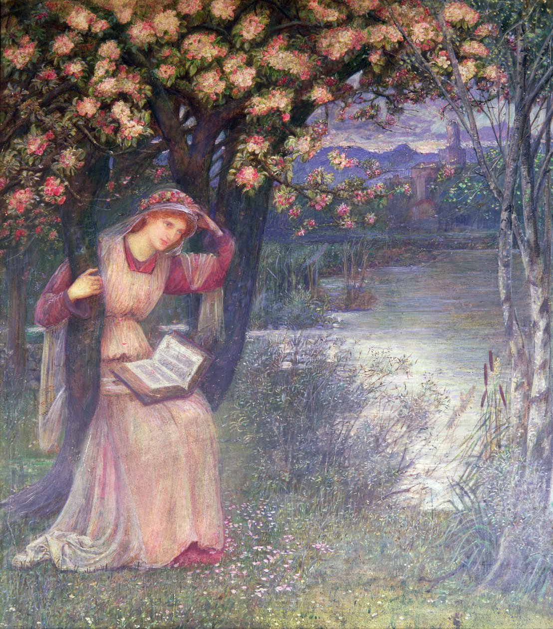Nő olvasás a kertben alkotó: Marie Spartali Stillman