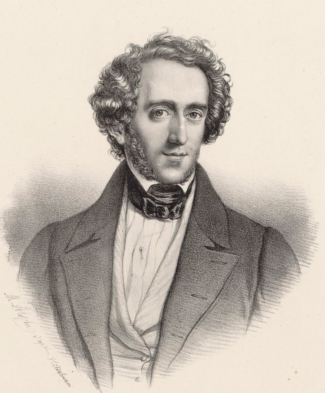 Felix Mendelssohn Bartholdy zongoraművész és zeneszerző portréja 1809-1847. alkotó: Marie Alexandre Menut Alophe