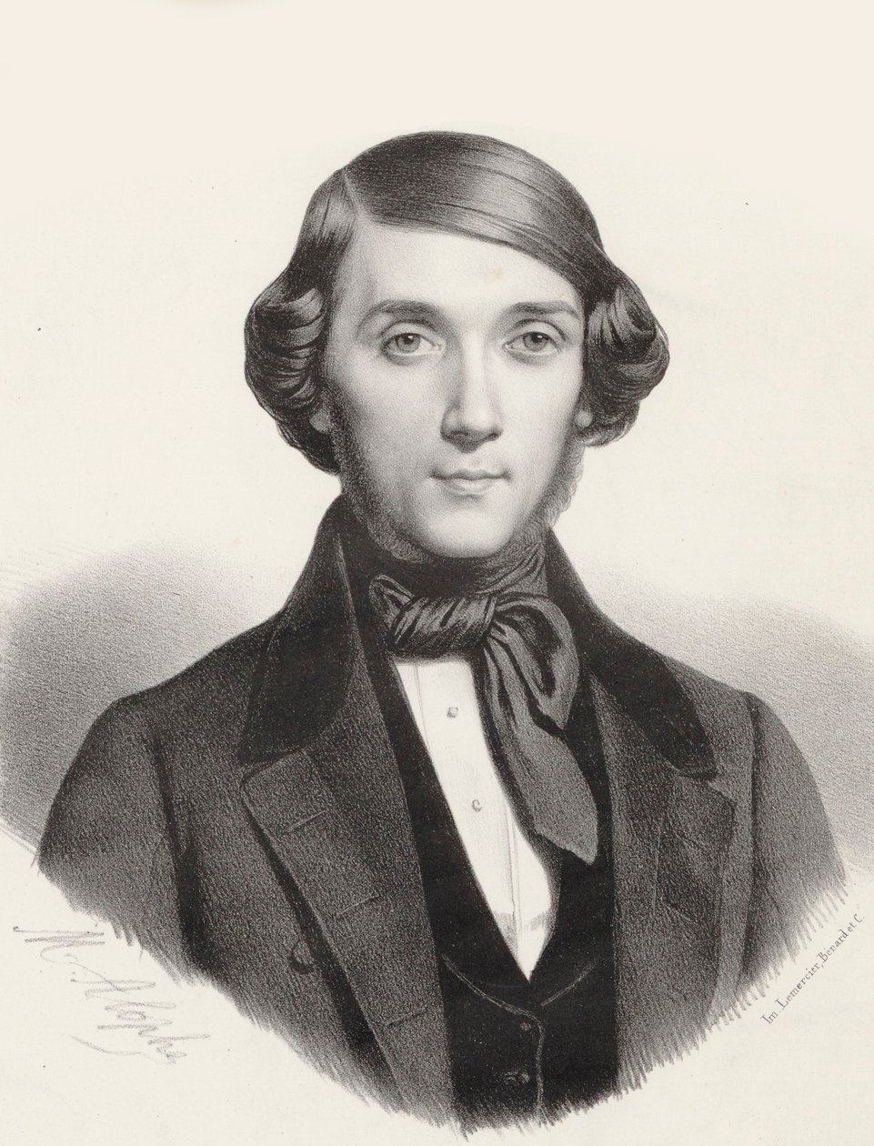 Jean-Henri Ravina zongoraművész és zeneszerző portréja 1818-1906, 1845 körül. alkotó: Marie Alexandre Menut Alophe