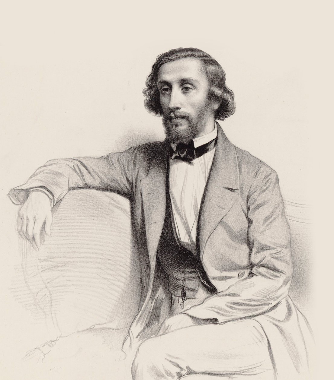 Julius Schulhoff zongoraművész és zeneszerző portréja 1825-1898, 1854. alkotó: Marie Alexandre Menut Alophe