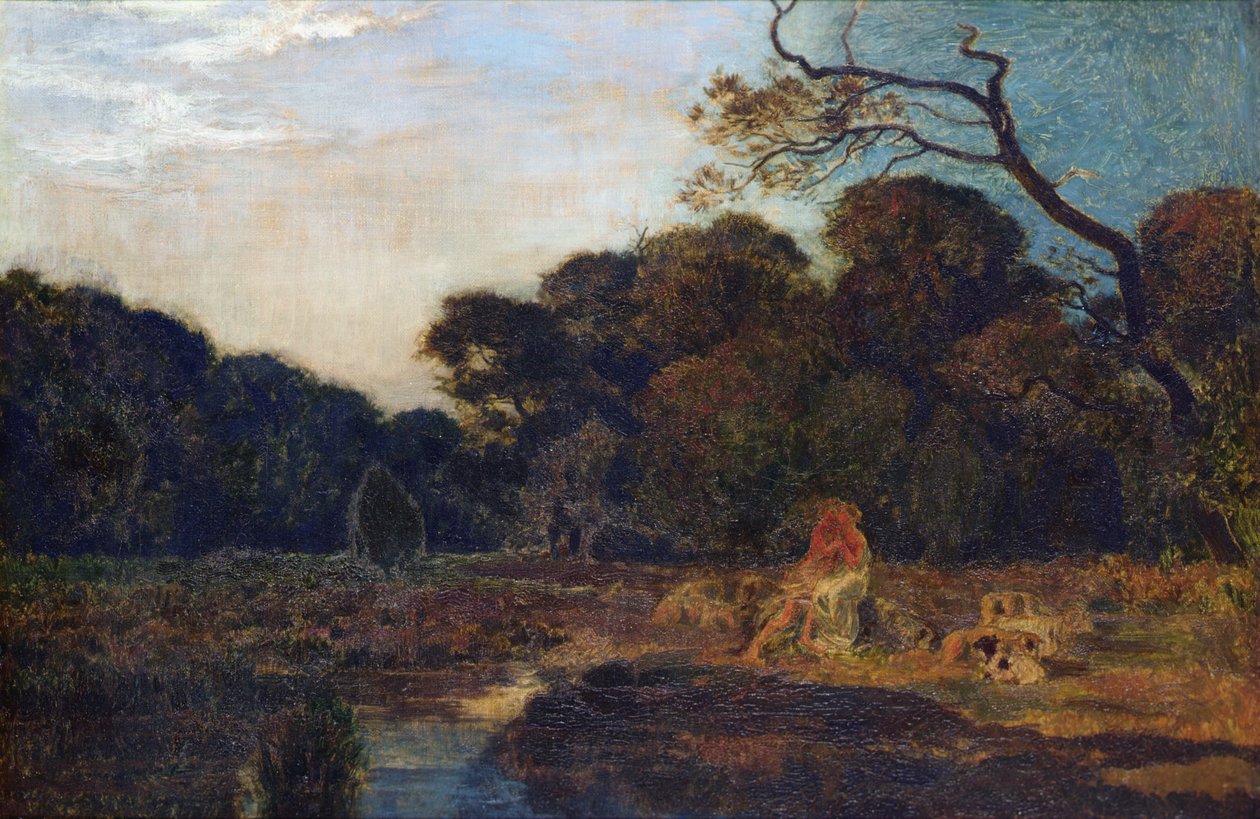 Szerelmesek a tájban (olaj, vászon) alkotó: Marie Auguste Emile Rene Menard