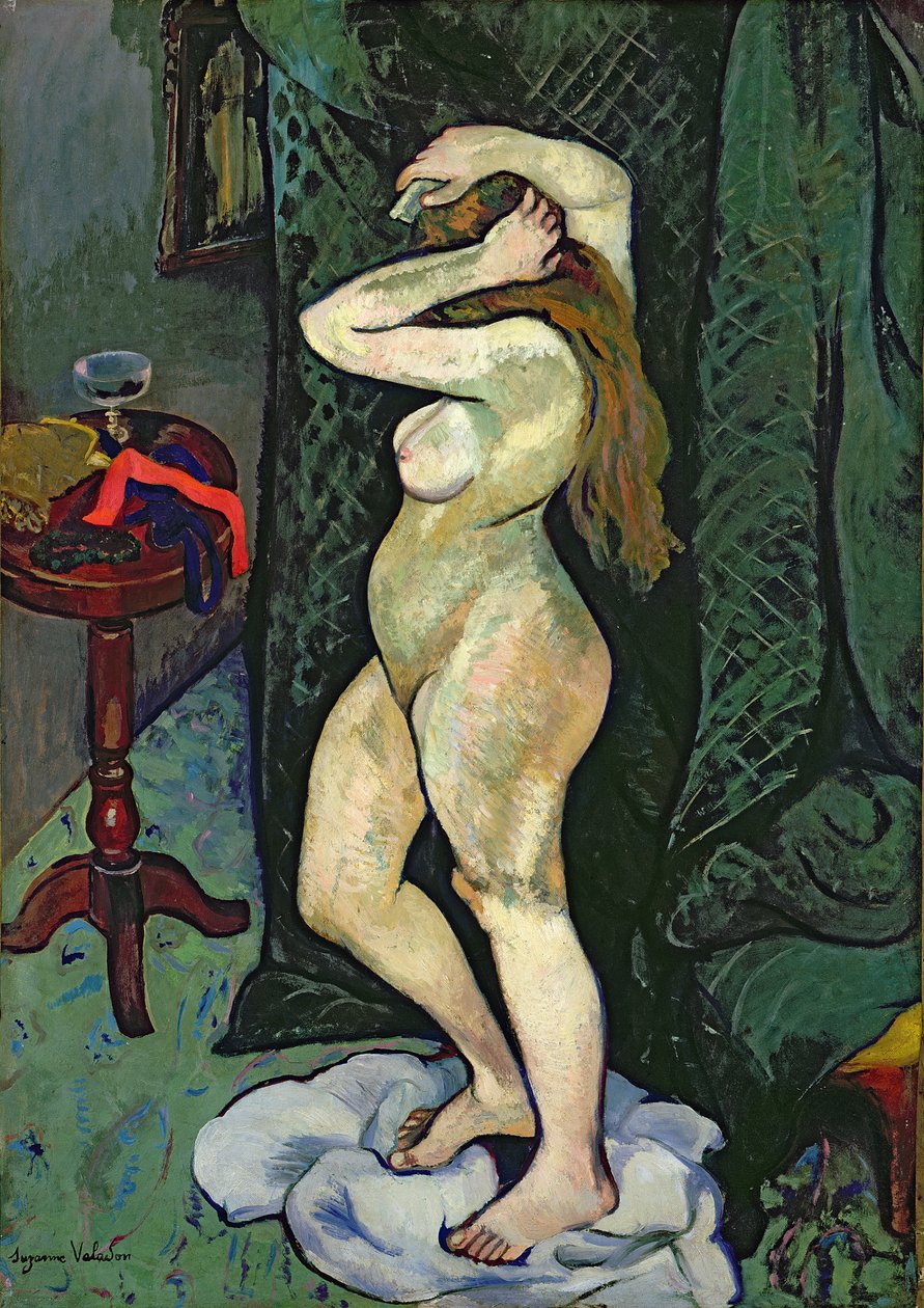 Meztelenül rendezgeti a haját alkotó: Marie Clementine (Suzanne) Valadon