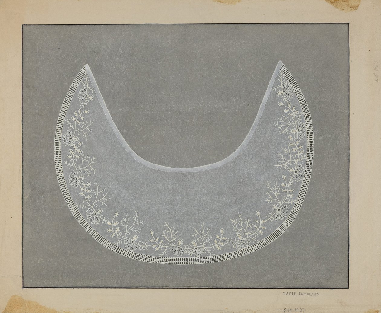 Hímzett gallér, c. 1936. alkotó: Marie Famularo
