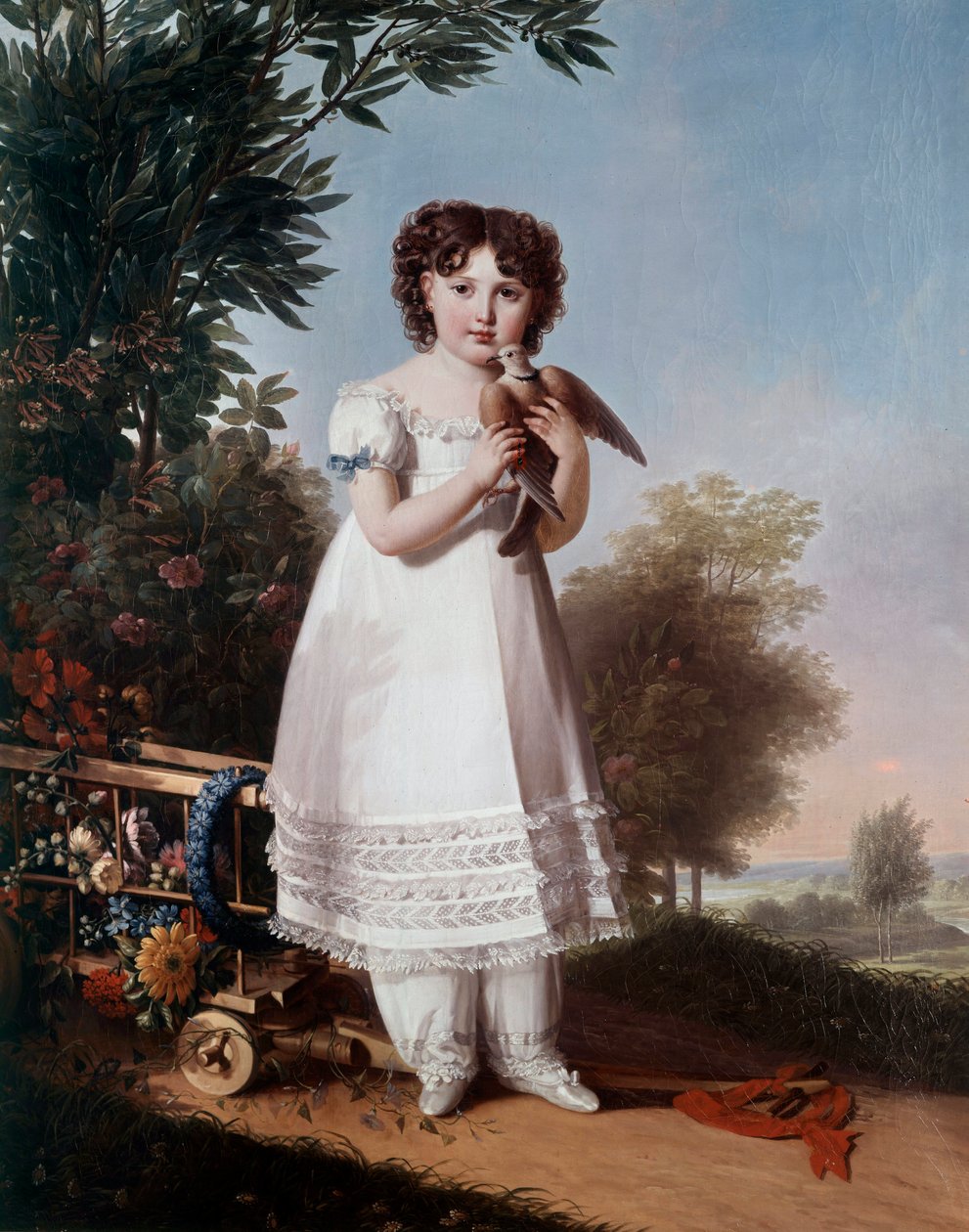 Napóleone Elisa Bacciochi, Piombino hercegnője (Elisa Bonaparte és Felix Bacciochi herceg lánya) (a leendő Camerata grófnő) portréja lábán (1806-1869) Marie Guilhelmine Benoist (1768-1826) festménye 1810 V. 1,46x1,14 m alkotó: Marie Guilhelmine Benoist