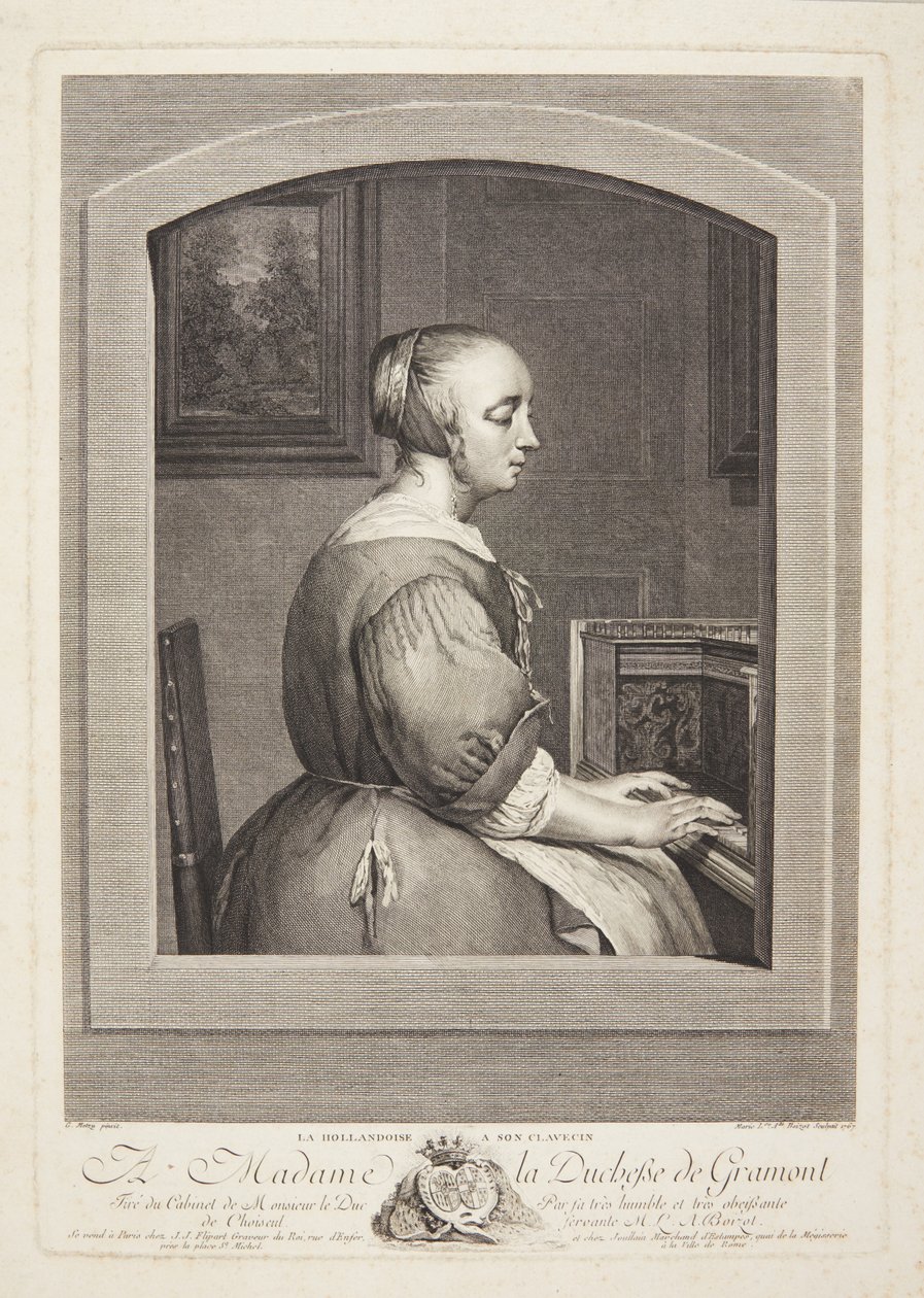 Egy holland nő csembalón játszik, az ablakon keresztül alkotó: Marie Louise Adélaïde Boizot