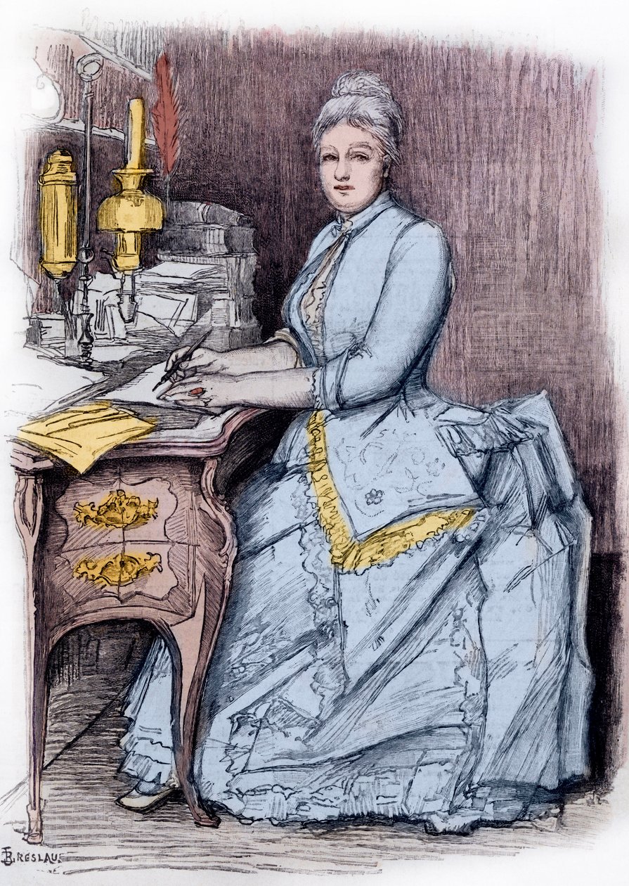 Juliette Lamber (Mme Edmond Adam) (1836-1936), francia betűs nő - Louise Catherine Breslau (1856-1927) metszete magángyűjtemény alkotó: Marie Louise Catherine Breslau
