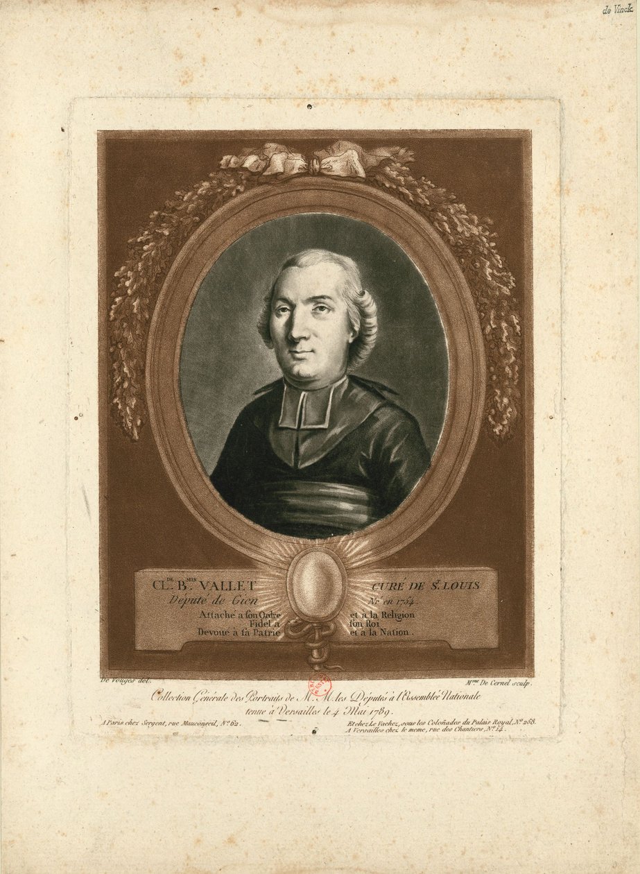 Claude-Benjamin Vallet portréja 1754-1826, 1789. alkotó: Marie Louise Suzanne Champion de Cernel