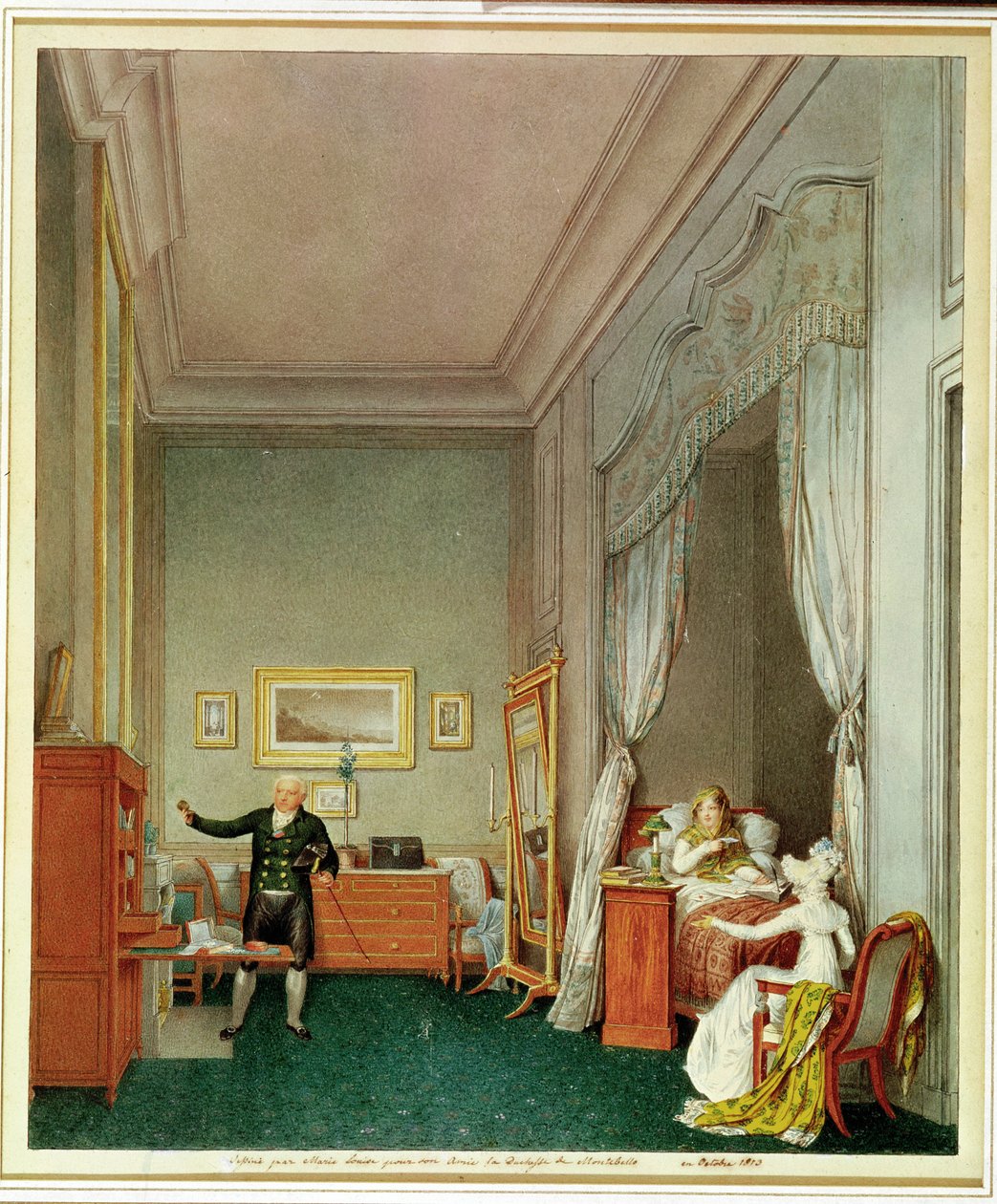 A császárné hálószobája Montebello hercegnővel és Jean-Nicolas Corvisart-val (1755-1821) 1813. október alkotó: Marie Louise de Hapsburg Lorraine