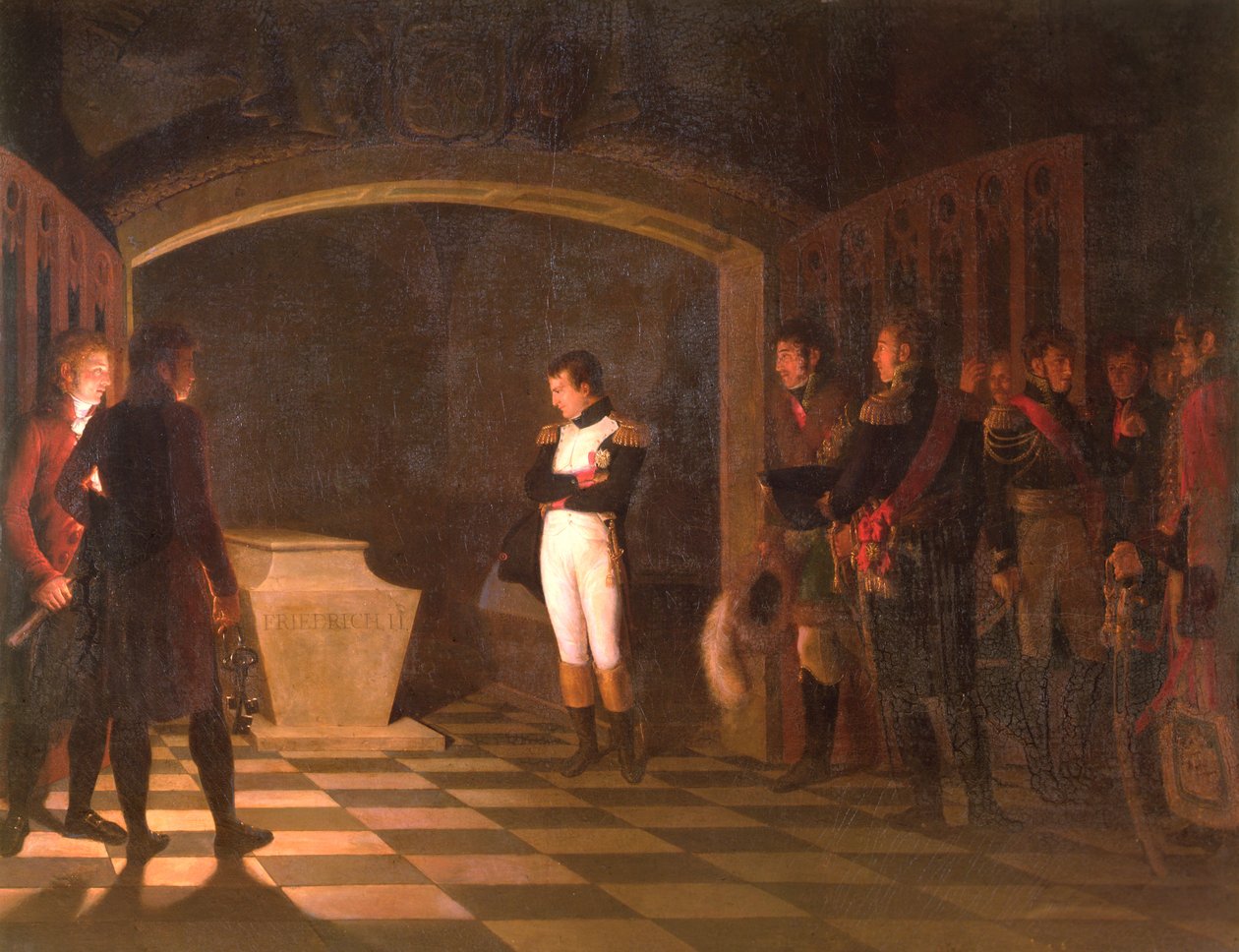Napóleon meditál II. Frigyes porosz sírja előtt, Potsdamban, 1806. október 25. alkotó: Marie Nicolas Ponce Camus
