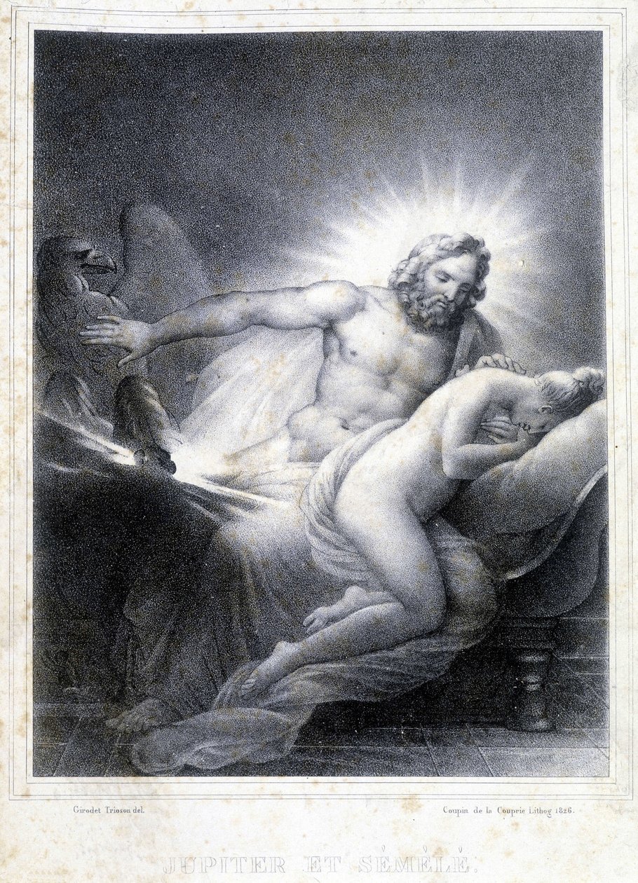 Jupiter és Semele. Coupon de Couprie litográfiája 1826-ban. alkotó: Marie Philippe Coupin de la Couperin