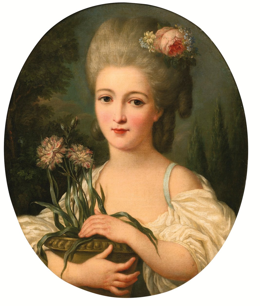 Portré egy lányról, kezében egy virágcserép alkotó: Marie Victoire Lemoine