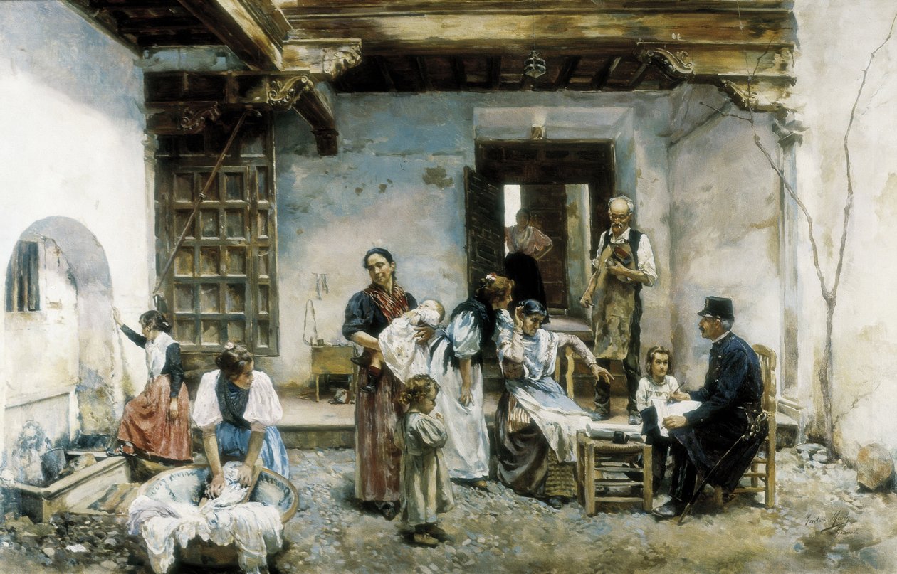 A népszámlálás (olaj, vászon) alkotó: Marin Isidoro Gares