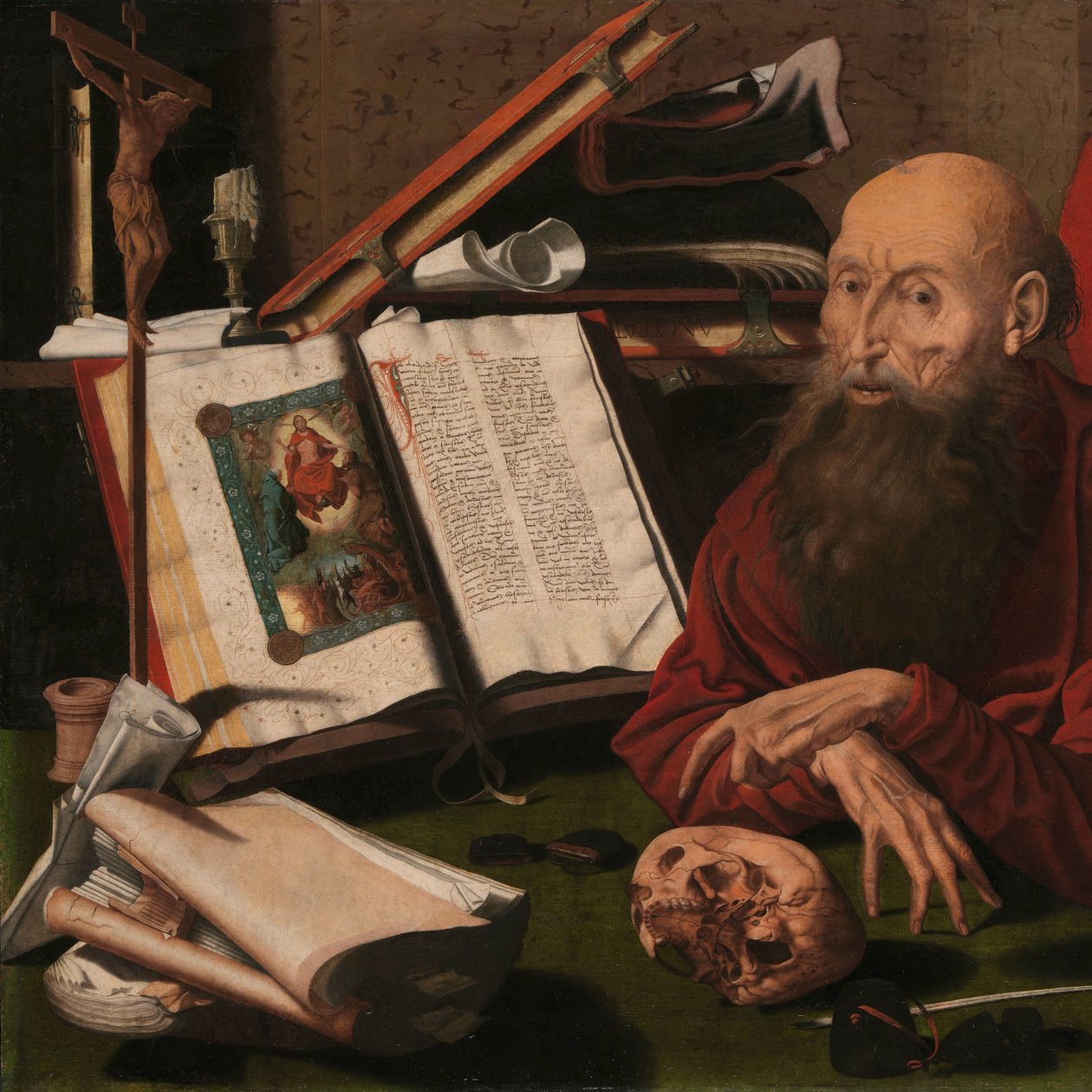 Szent Jeromos a dolgozószobájában alkotó: Marinus van Reymerswale (attributed to)