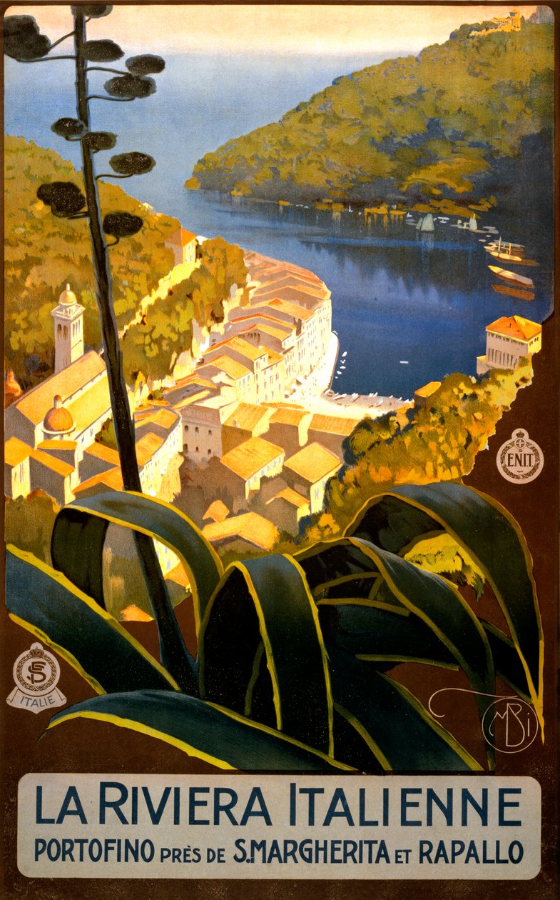 Az olasz riviéra utazási posztere, 1920 körül (litho) alkotó: Mario Borgoni