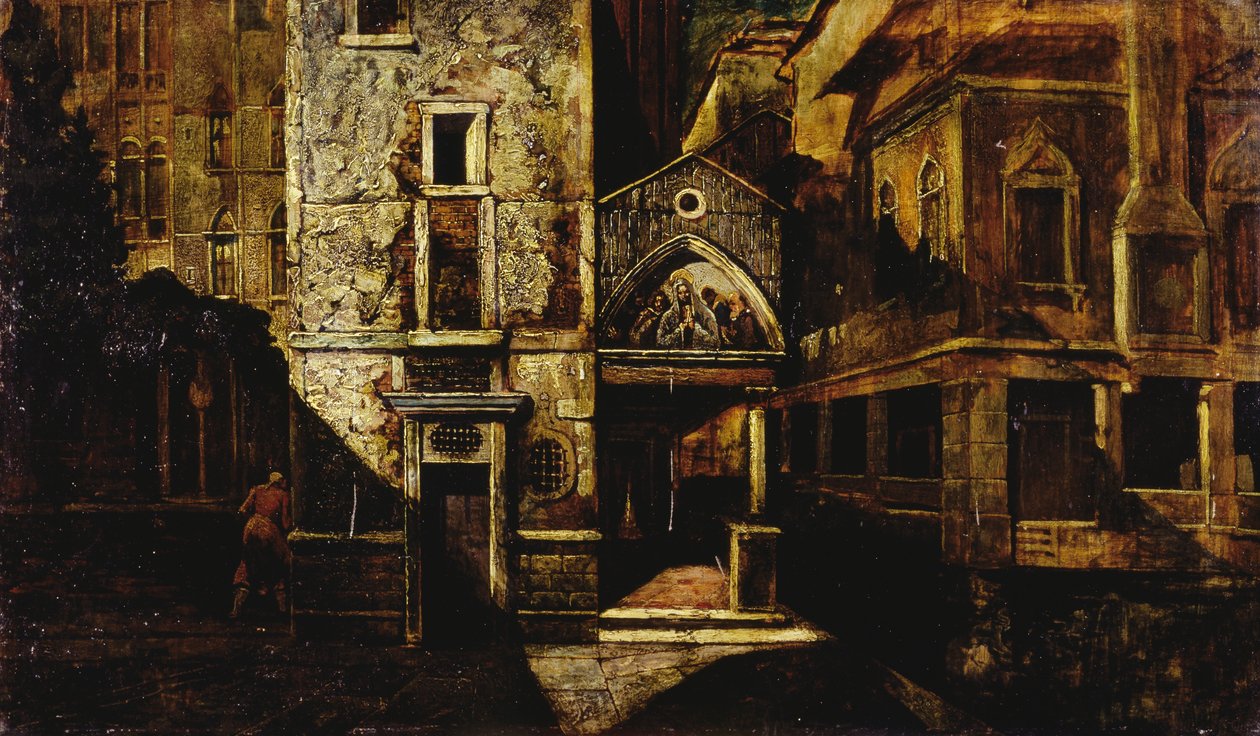 Egy velencei sarok, Mario de Maria, Marius Pictor (1852-1924) álneve, olajtábla, 39,5x66,5 cm alkotó: Mario de (1852 1924) Maria