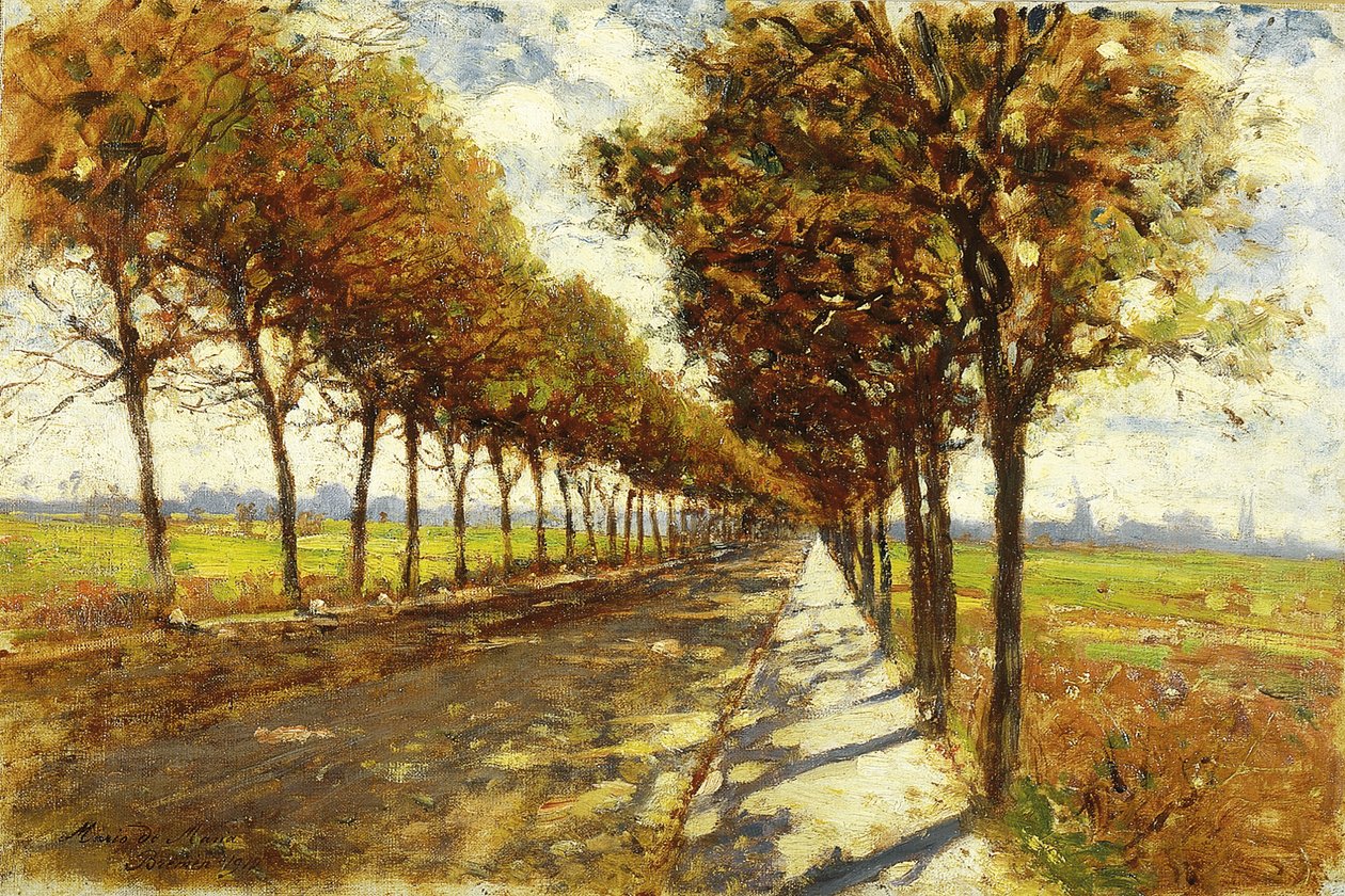 Fákkal szegélyezett sugárút Brémában, 1912 alkotó: Mario de Maria