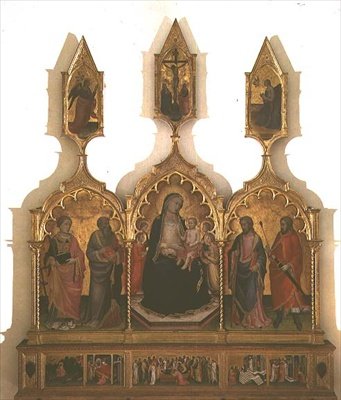 Madonna és gyermeke szentekkel (tempera a panelen) alkotó: Mariotto di Nardo