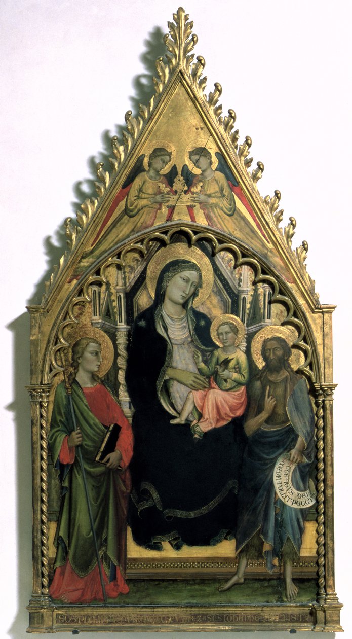 Madonna és gyermeke Szent Fülöppel és Keresztelő Szent Jánossal (tempera panelen) alkotó: Mariotto di Nardo