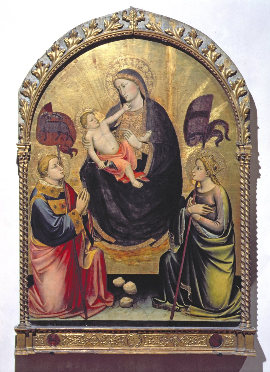 Madonna és gyermek Szent Istvánnal és Szent Orsollyával (tempera a panelen) alkotó: Mariotto di Nardo