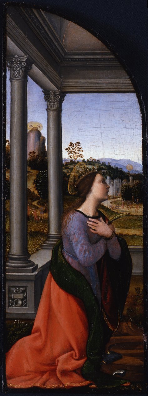 Triptichon, bal oldali tábla: Alexandriai Szent Katalin, 1500 alkotó: Mariotto Albertinelli