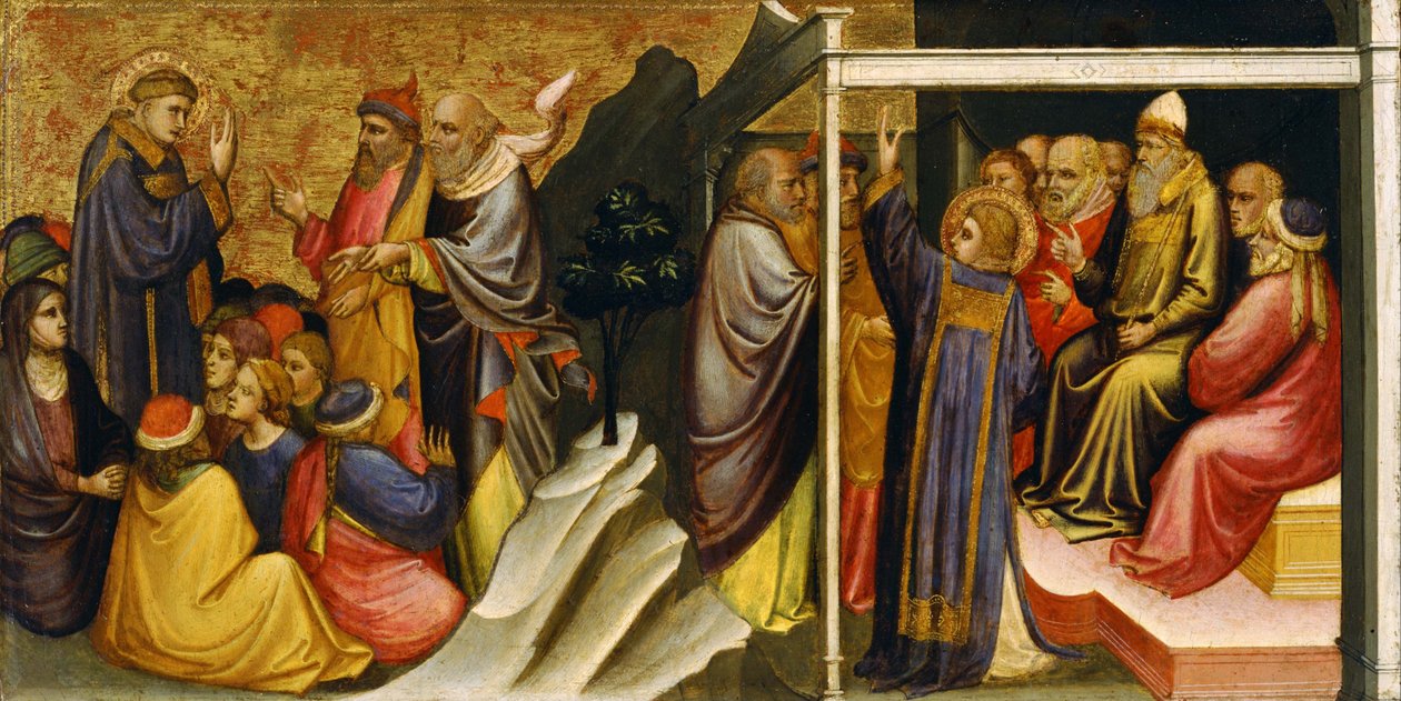 Predella Panel: Szent István a főpap és a Szanhedrin vénei előtt alkotó: Mariotto di Nardo