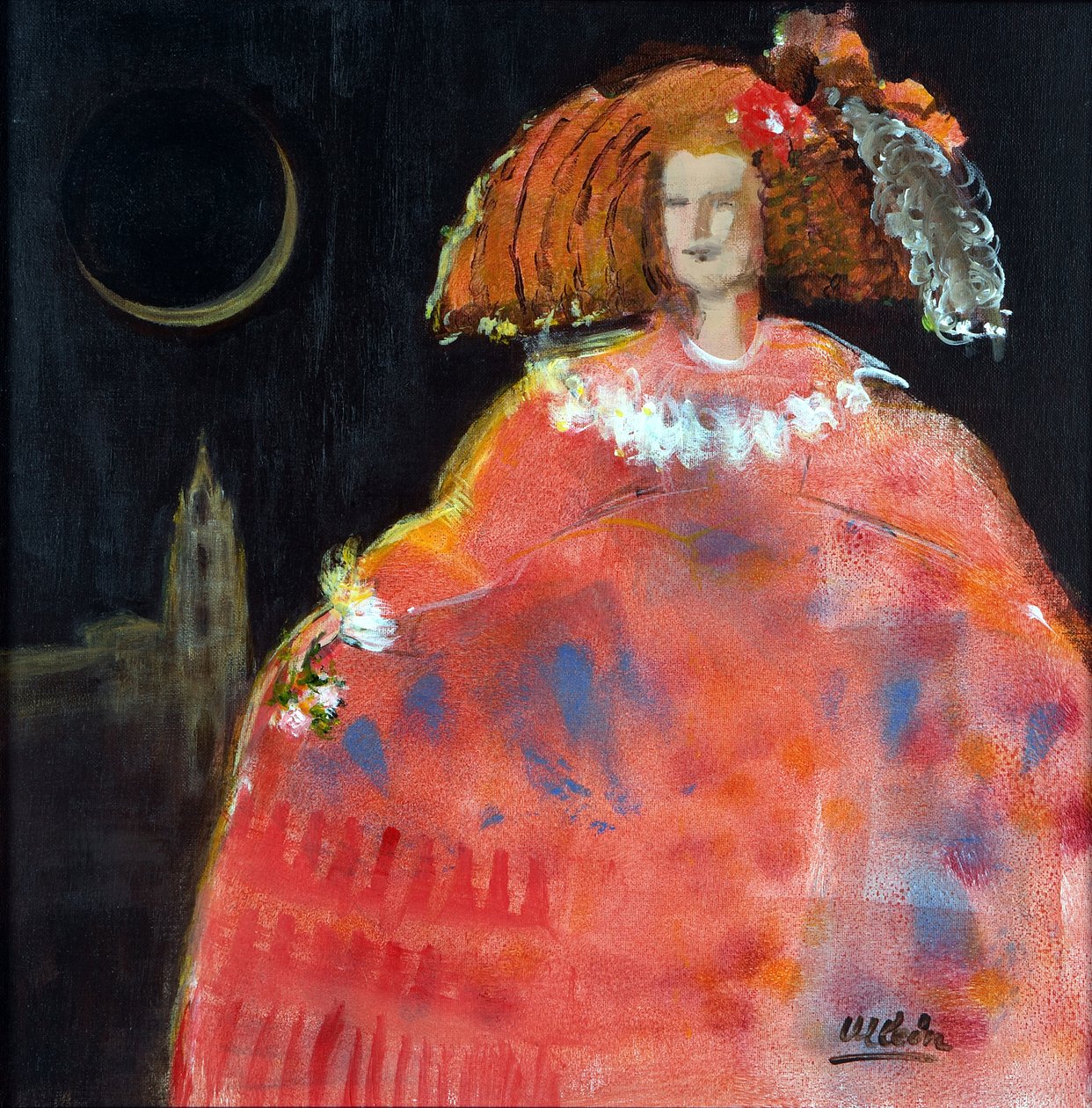 Menina és katedrális (olaj és akril, vászon) alkotó: Marisa Leon