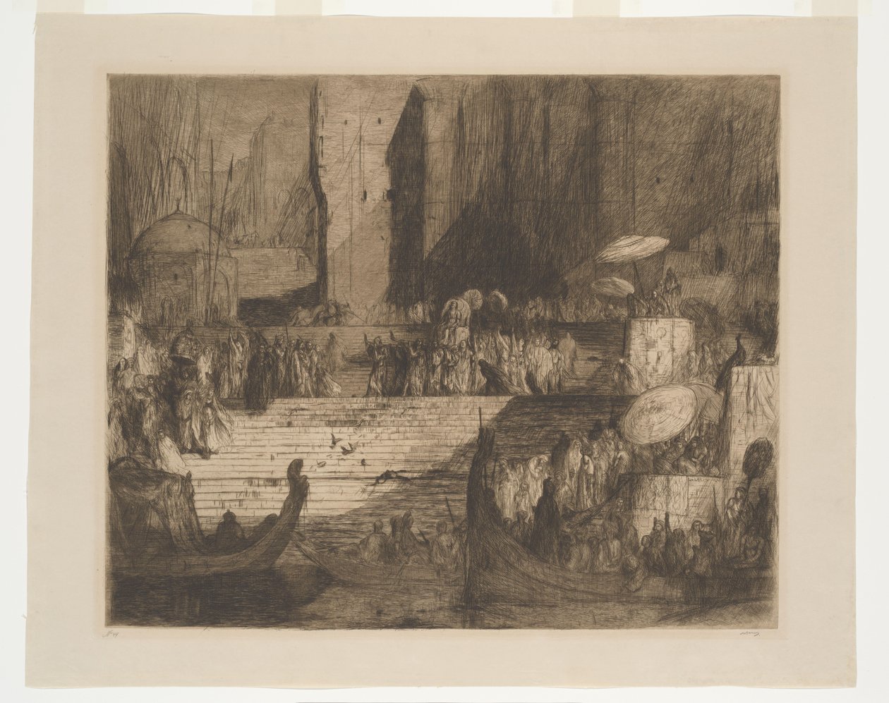 Temetés a Gangesznél alkotó: Marius Bauer (signed by artist)