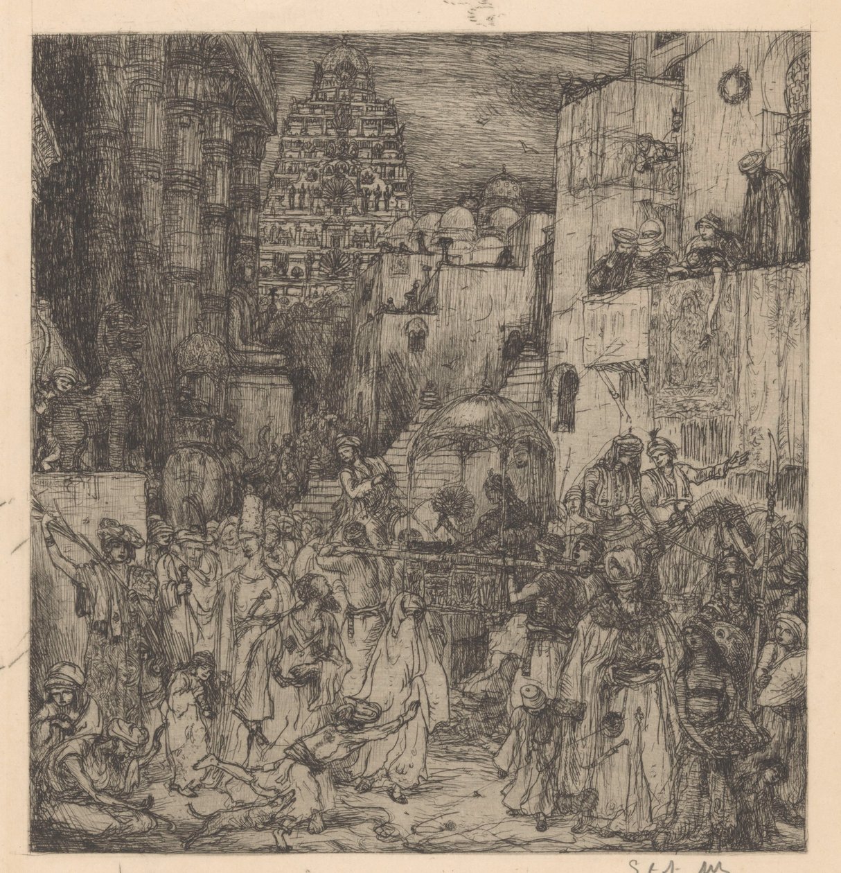 A sokaság komoly örömmel töltötte meg az utcákat alkotó: Marius Bauer (signed by artist)