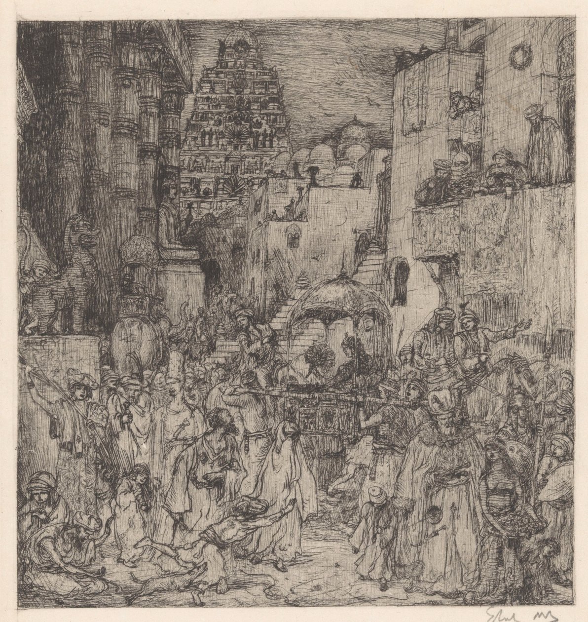 A sokaság komoly örömmel töltötte meg az utcákat alkotó: Marius Bauer (signed by artist)