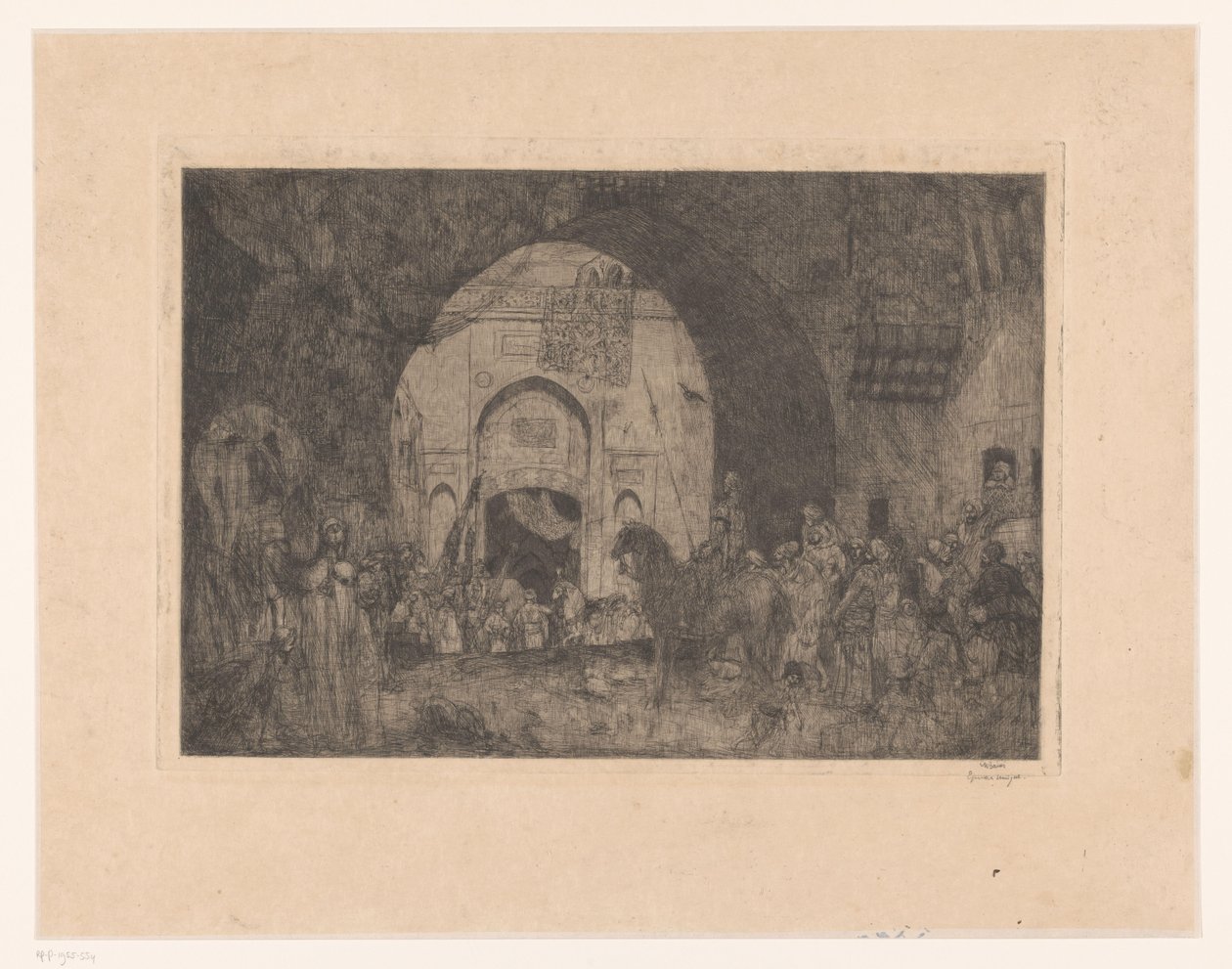 Keleti lovasok és emberek a kapuban alkotó: Marius Bauer (signed by artist)