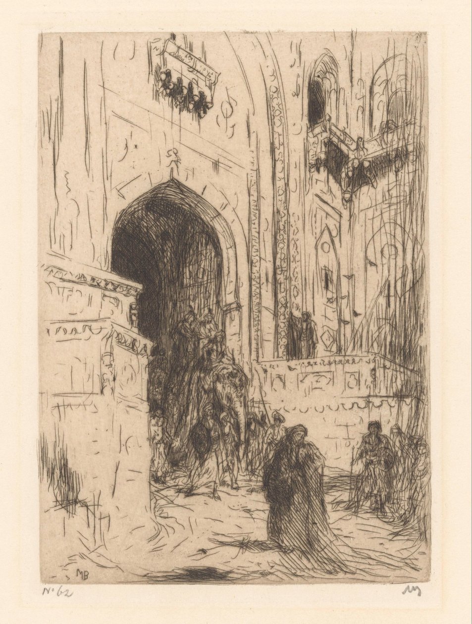 Egy palota bejárati kapuja Delhiben alkotó: Marius Bauer (signed by artist)