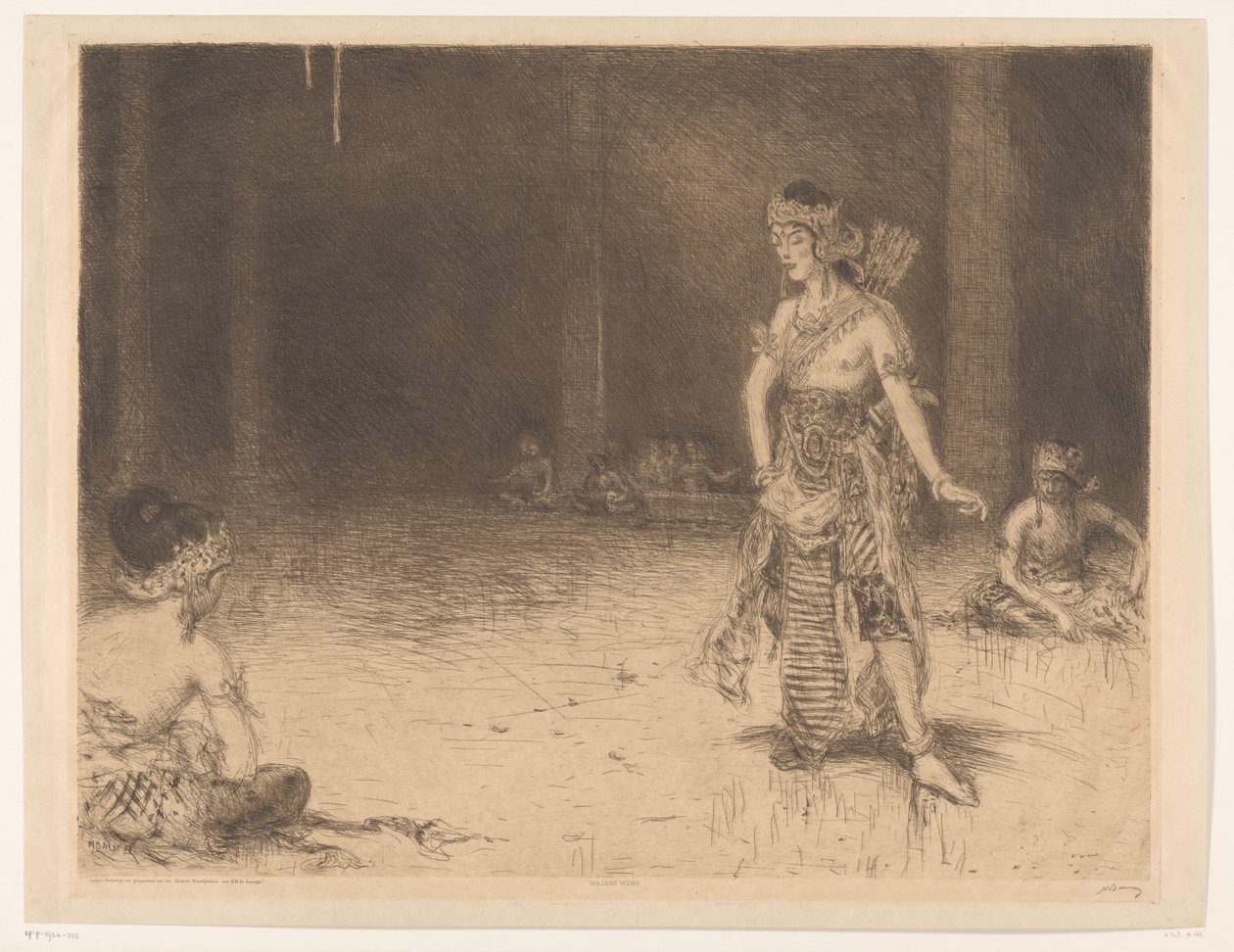 Wayang Wong (eredeti cím a tárgyon) Indiai tiszteletadás H. M. királynő ezüstlakodalma alkalmából (eredeti sorozatcím a tárgyon) alkotó: Marius Bauer (signed by artist)